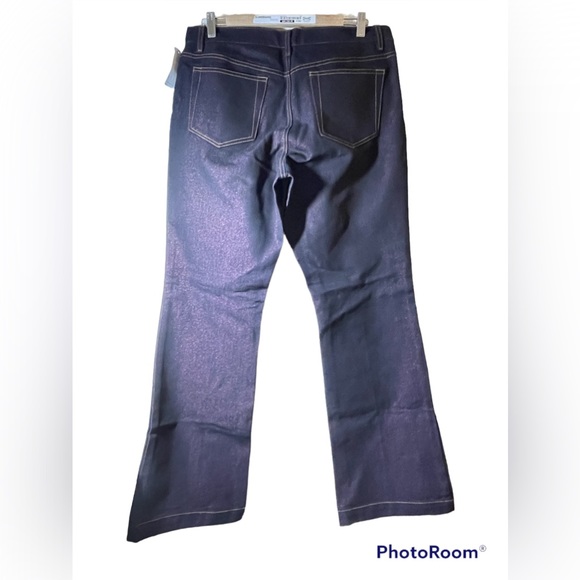 New Gap Women METALLIC Long and Lean BLACK  JEANS Red Sparkle Christmas Flared - Picture 3 of 12